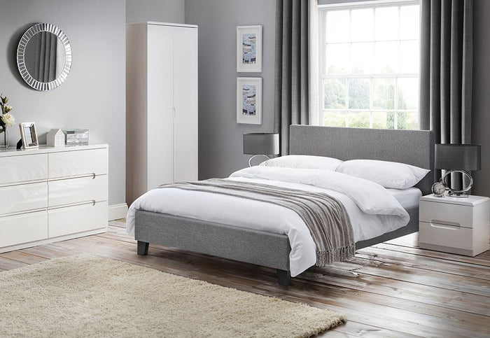Julian Bowen Rialto Light Grey Fabric Upholstered Bed 3FT Single Double 5FT King
