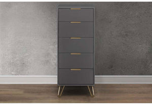 Birlea Arlo Matt Grey with Gold Hair Pin Leg Chest 4 Drawer,5 Drawer & 6 Drawer (5786113015974)