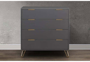 Birlea Arlo Matt Grey with Gold Hair Pin Leg Chest 4 Drawer,5 Drawer & 6 Drawer (5786113015974)