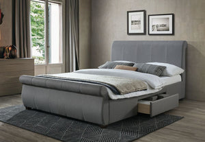 Birlea Lancaster Grey 2 Drawer Upholstered Fabric Bed 4FT6 Double and 5FT King (5597387161766)