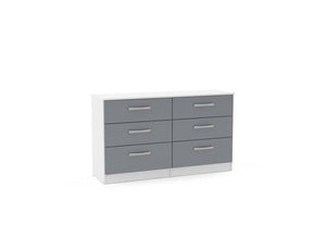 Lynx White & Grey Gloss Bedroom Furniture Wardrobe Chest Bedside by Birlea (6772089815214)