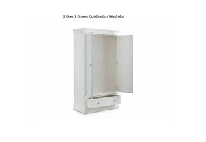 OSD Clermont White Soild Pine 2 Door 1 Drawer Combination Wardrobe (5801659498662)