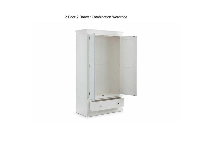 OSD Clermont White Soild Pine 2 Door 1 Drawer Combination Wardrobe